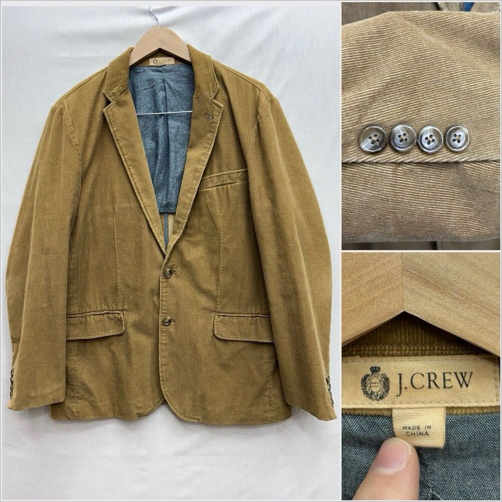 J.Crew Ludlow Blazer Men’s Large Brown Corduroy Sport Coat 2-Button 100% Cotton